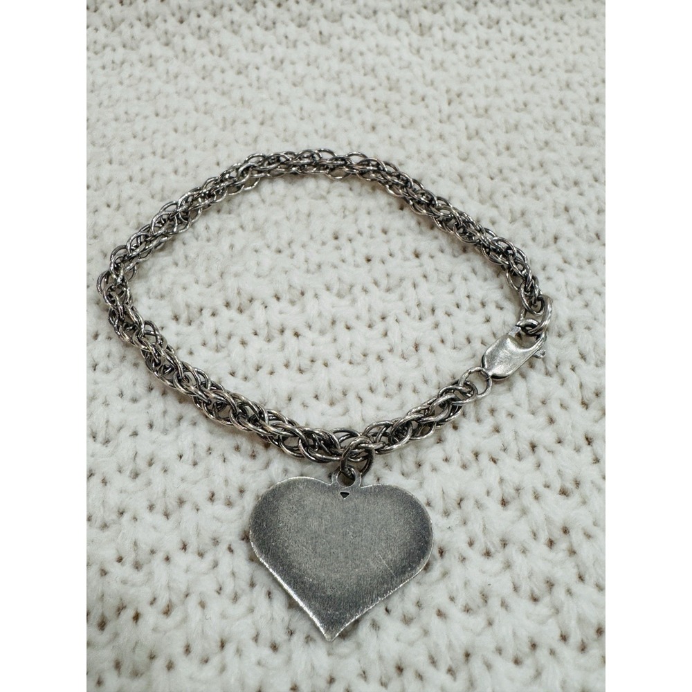 Prochain 925 Sterling Silver Engravable Heart Charm Bracelet 7"